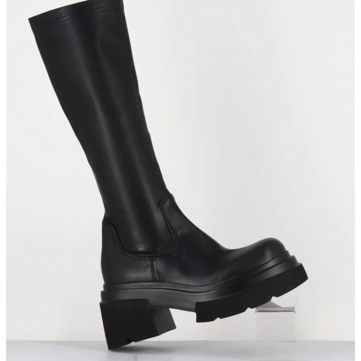 Bottes^ELENA IACHI Botte chunky en cuir stretch - E3716 LINK NERO NOIR