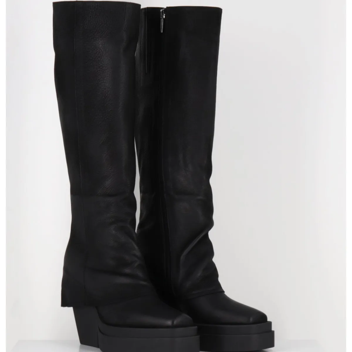 Bottes | Plateformes^SORT AARHUS Bottes à plateforme déstructurée en cuir gras - 6631 GAS NERO NOIR
