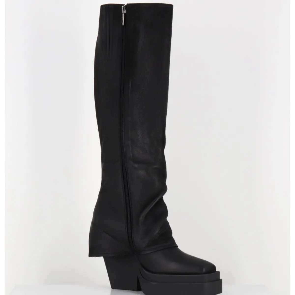 Bottes | Plateformes^SORT AARHUS Bottes à plateforme déstructurée en cuir gras - 6631 GAS NERO NOIR