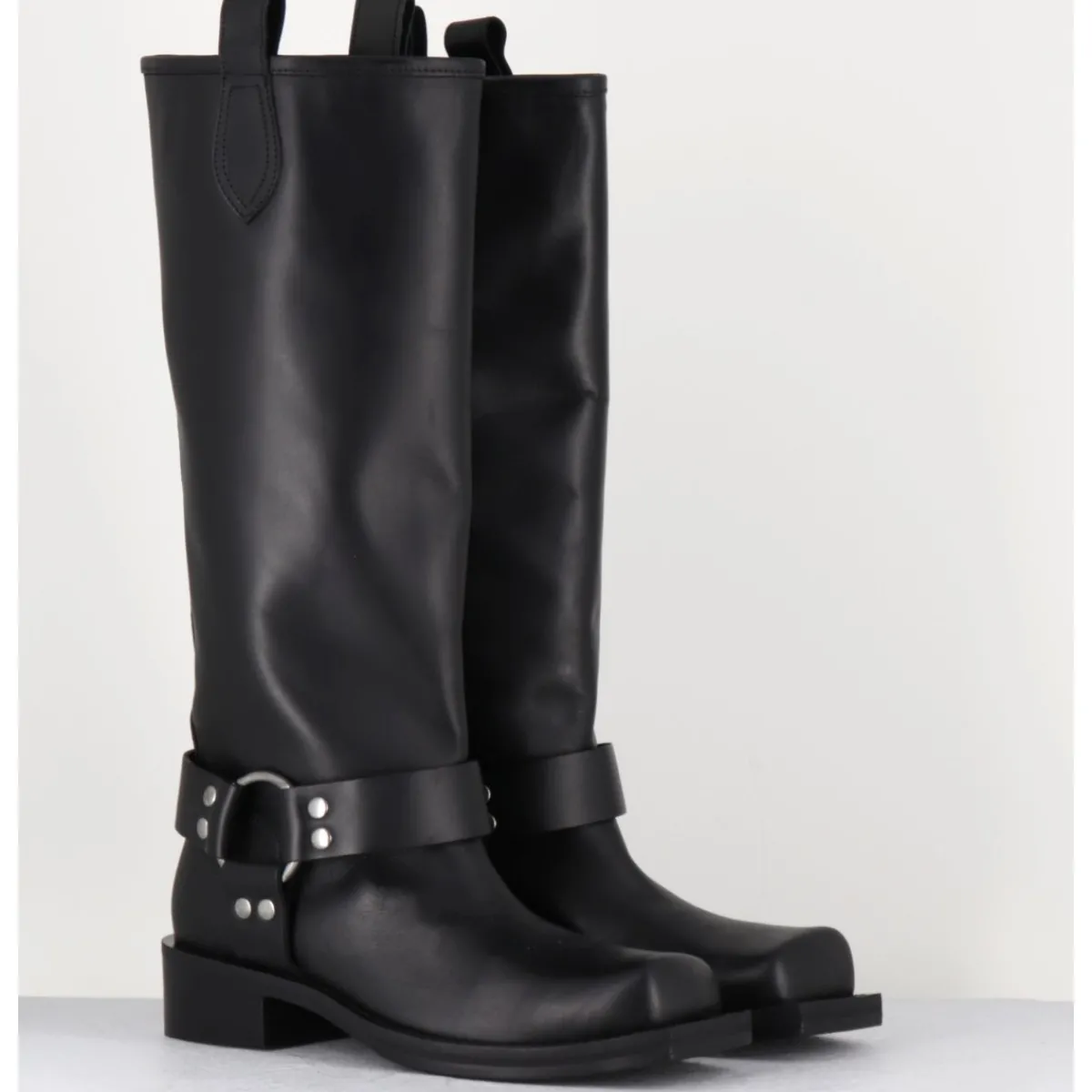 Bottes^ORMEDA Bottes bikers bout carré en cuir - 1613 YORK NERO NOIR