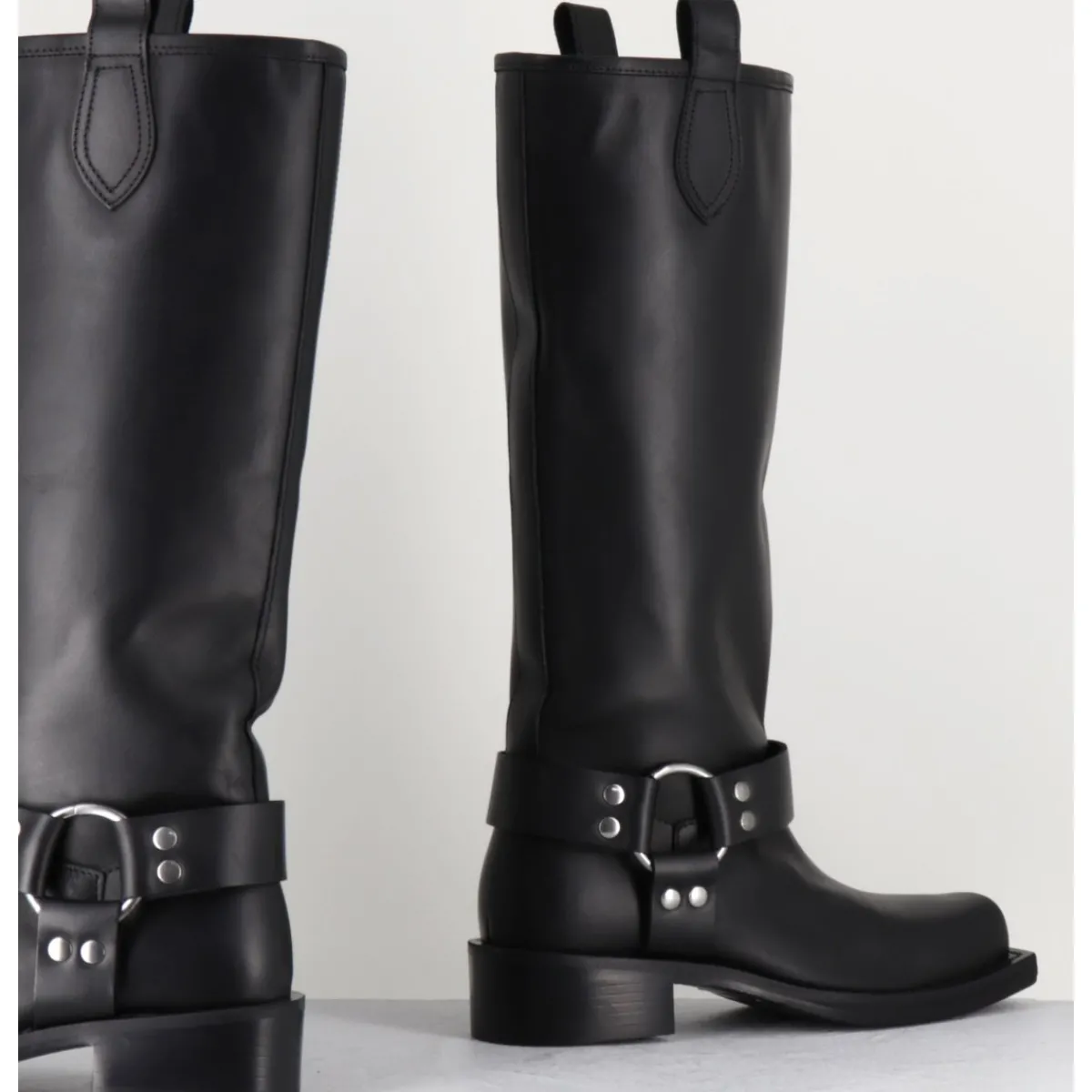 Bottes^ORMEDA Bottes bikers bout carré en cuir - 1613 YORK NERO NOIR