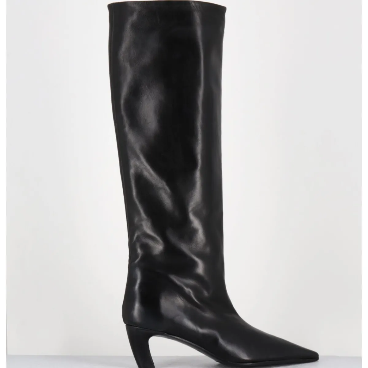 Bottes^THEA MIKA Bottes bout pointu en cuir petit talon - TMC480B NATUR NERO NOIR