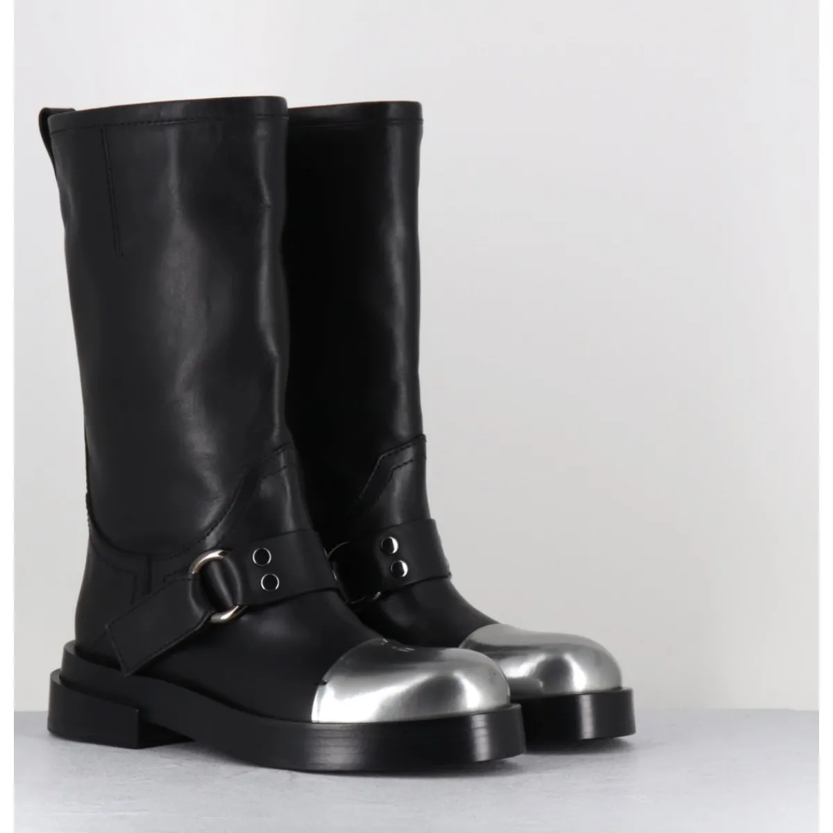 Bottes | Boots^PREMIATA Bottes cavalière en cuir & bout argent - Boots M6813 ISEO NERO NOIR