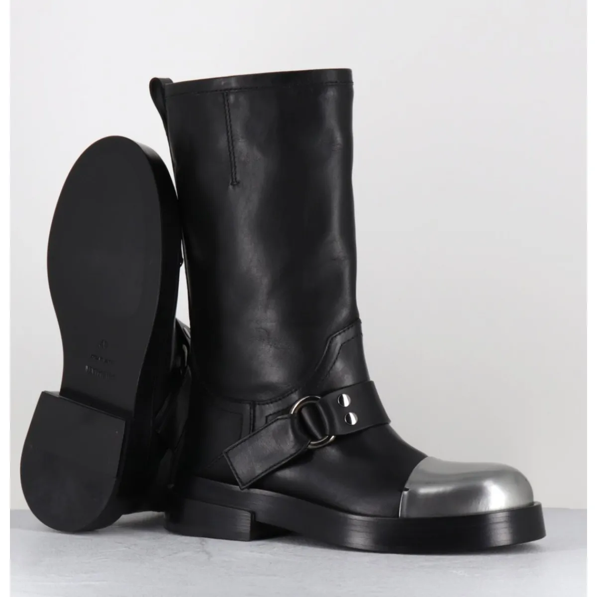 Bottes | Boots^PREMIATA Bottes cavalière en cuir & bout argent - Boots M6813 ISEO NERO NOIR