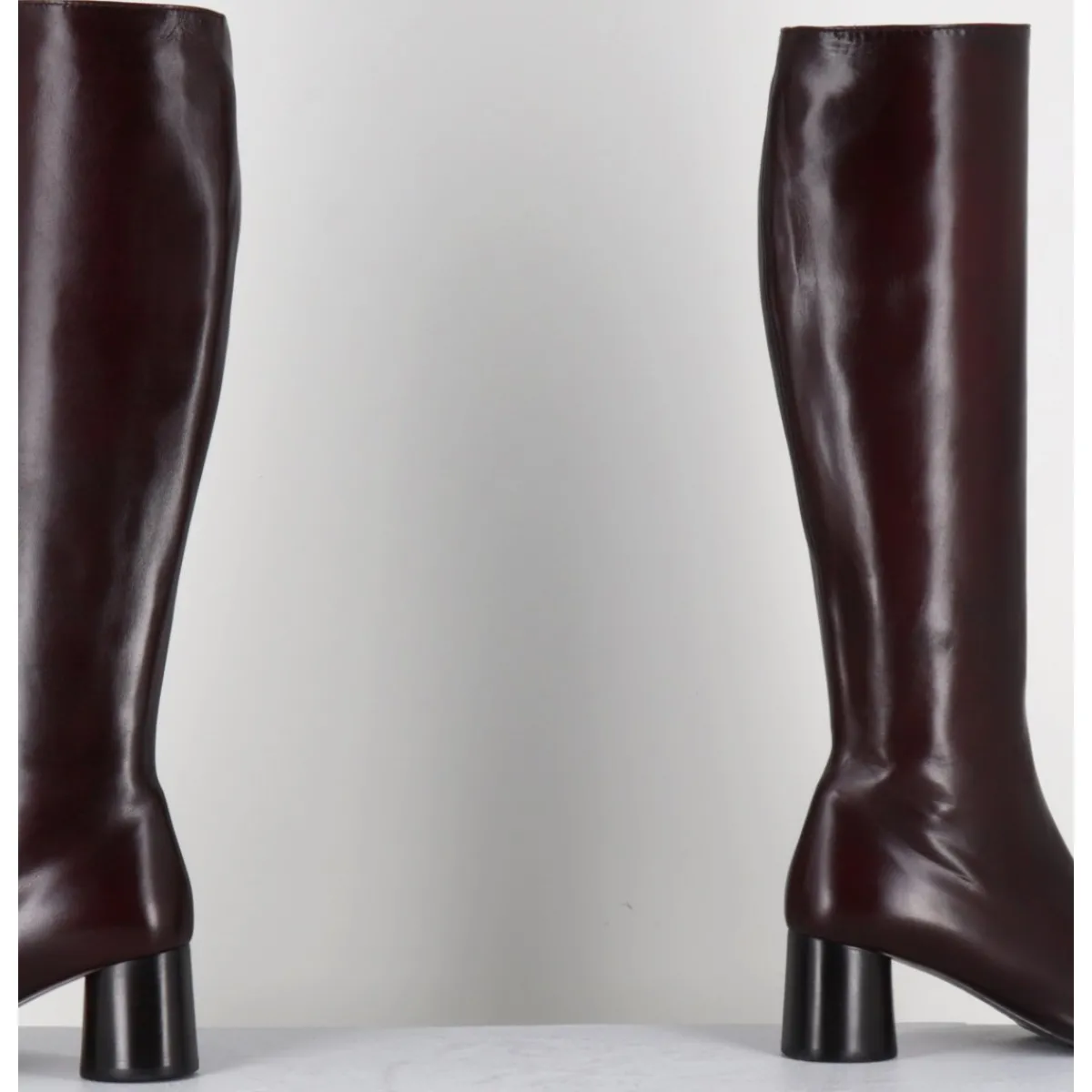 Bottes^GARRICE LAB Bottes en agneau plongé x talon graphique - GARDONE NAPPA RUST BORDEAU