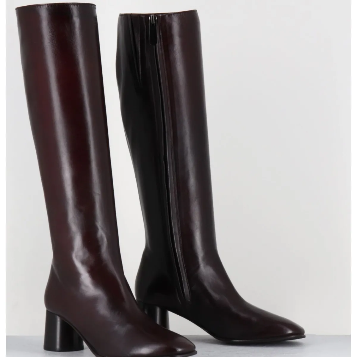Bottes^GARRICE LAB Bottes en agneau plongé x talon graphique - GARDONE NAPPA RUST BORDEAU