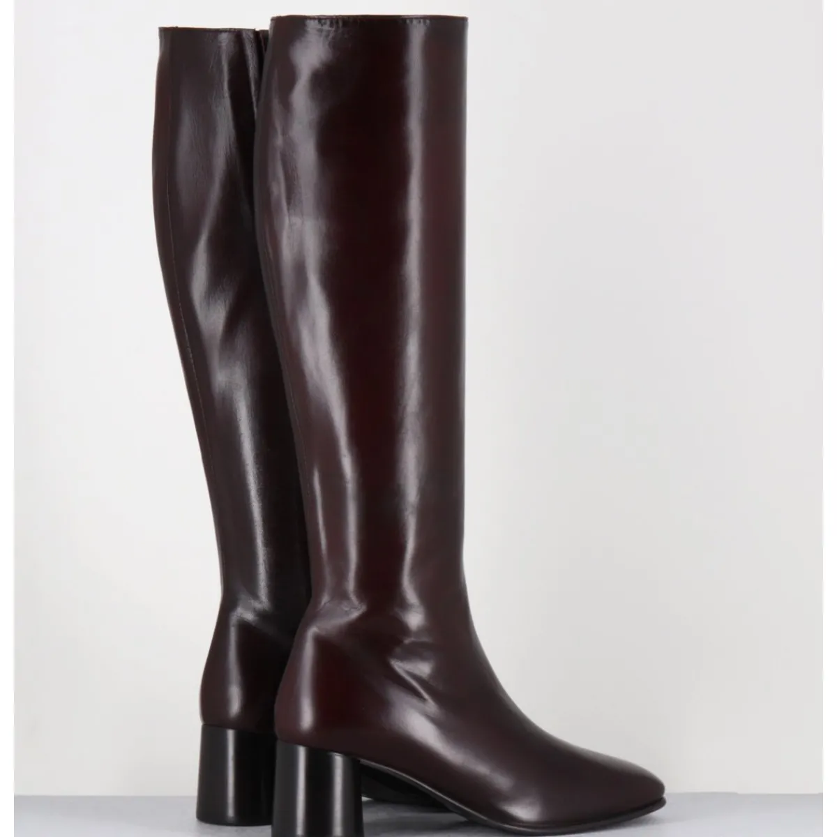 Bottes^GARRICE LAB Bottes en agneau plongé x talon graphique - GARDONE NAPPA RUST BORDEAU
