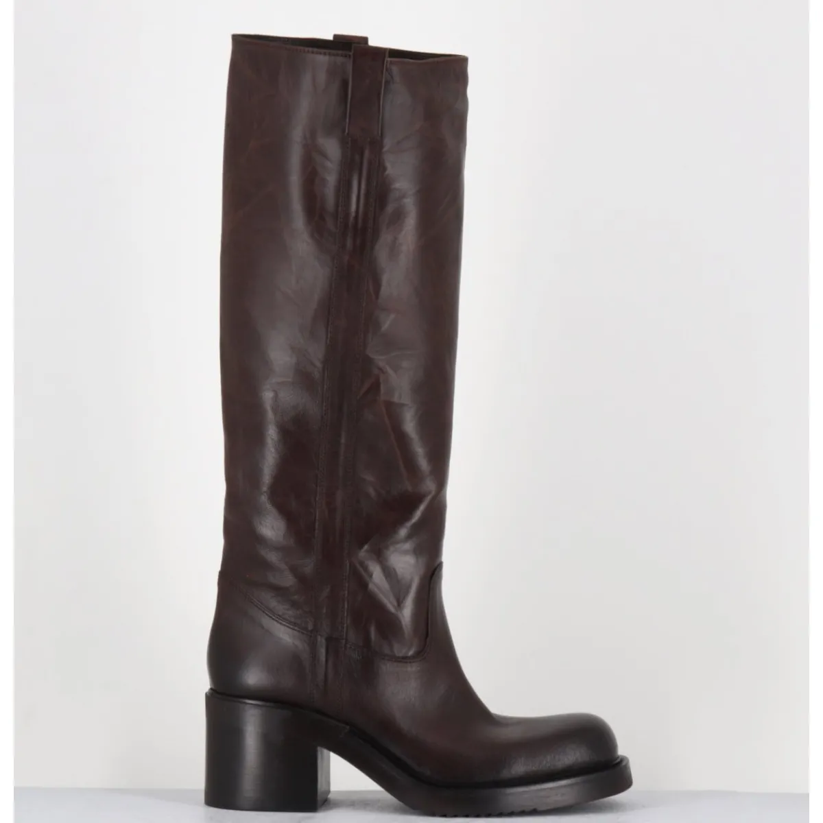 Bottes^ELENA IACHI Bottes en cuir froissé - E4047 SENECA MORO MARRON