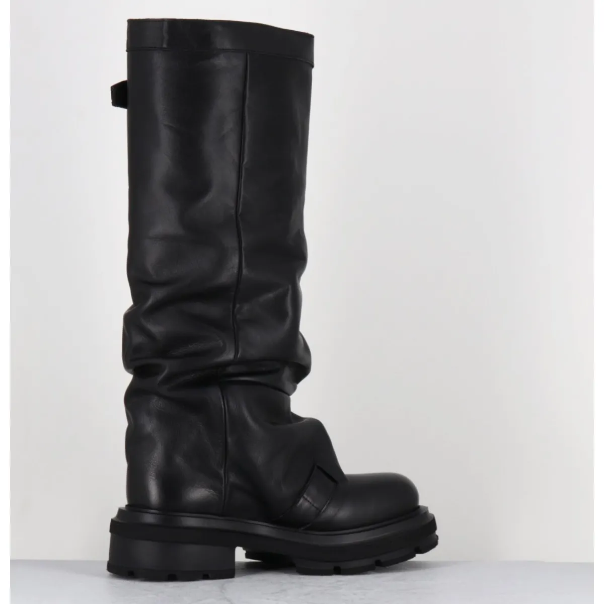 Bottes^ELENA IACHI Bottes en cuir à tige large & boucles - E4010-L NATURE NERO NOIR