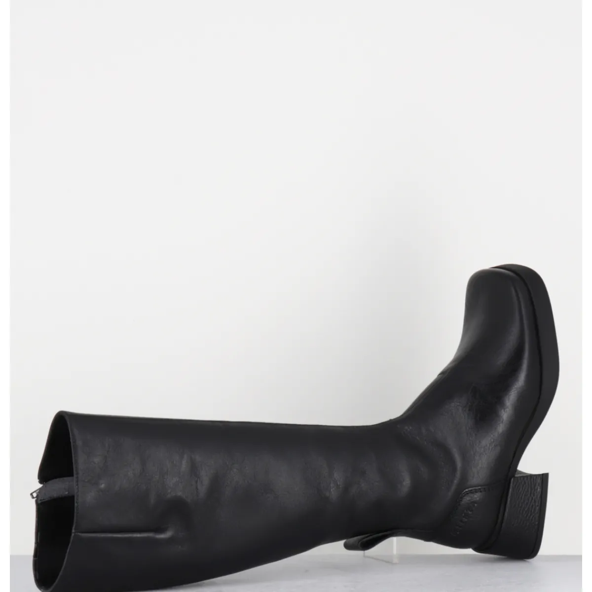 Bottes^E8 BY MIISTA Bottes en cuir bout carré petit talon - BRUNILHDA BLACK TALL NOIR