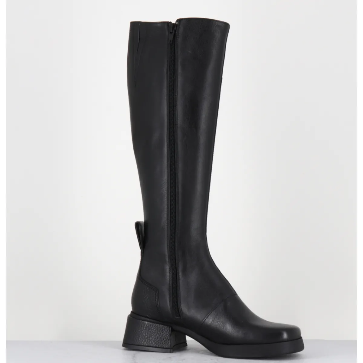 Bottes^E8 BY MIISTA Bottes en cuir bout carré petit talon - BRUNILHDA BLACK TALL NOIR