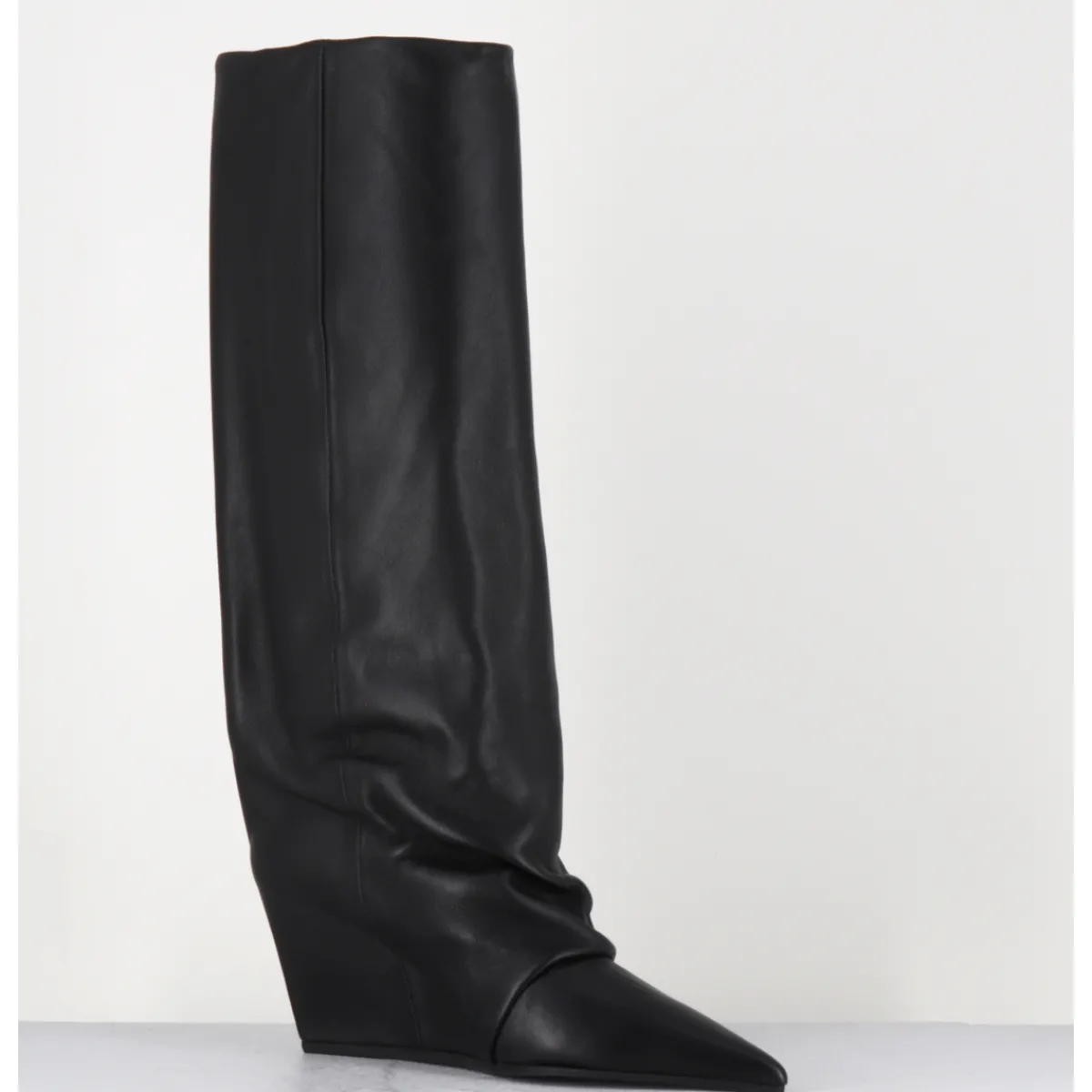 Bottes^VIC MATIE Bottes en cuir bout pointu compensées - 1F2554D DAYTONA BLACK NOIR