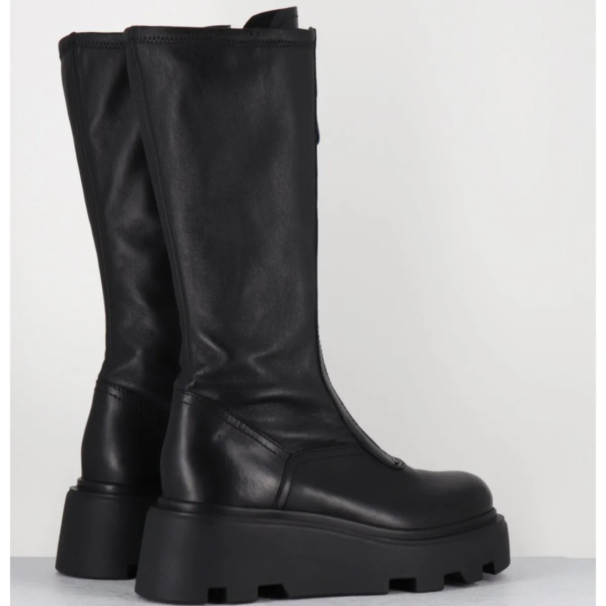 Bottes^PREMIATA Bottes en cuir stretch & zip central - M6622 RANCH NERO NOIR