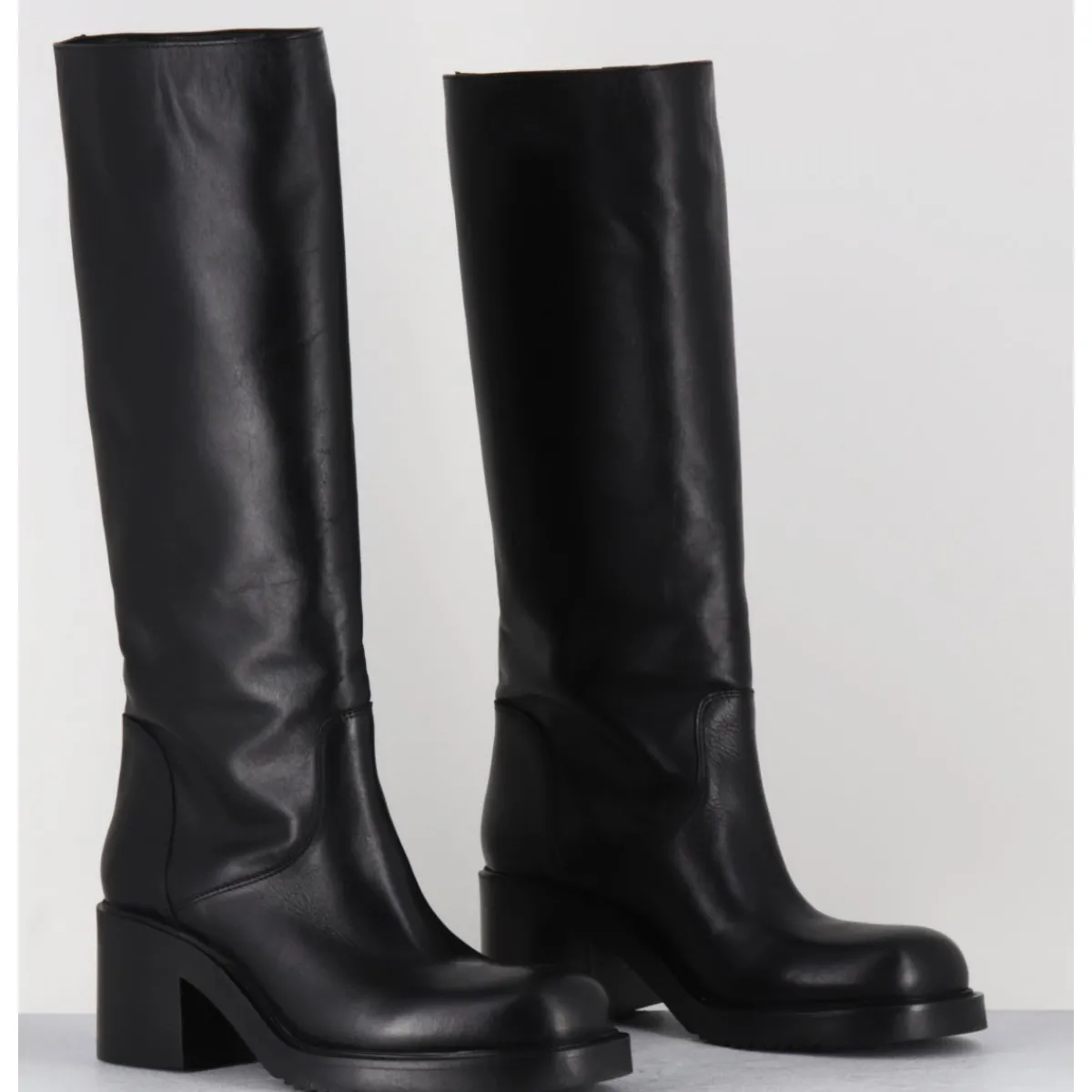 Bottes^ELENA IACHI Bottes esprit bikers en cuir - E4050-L NATURE NERO NOIR