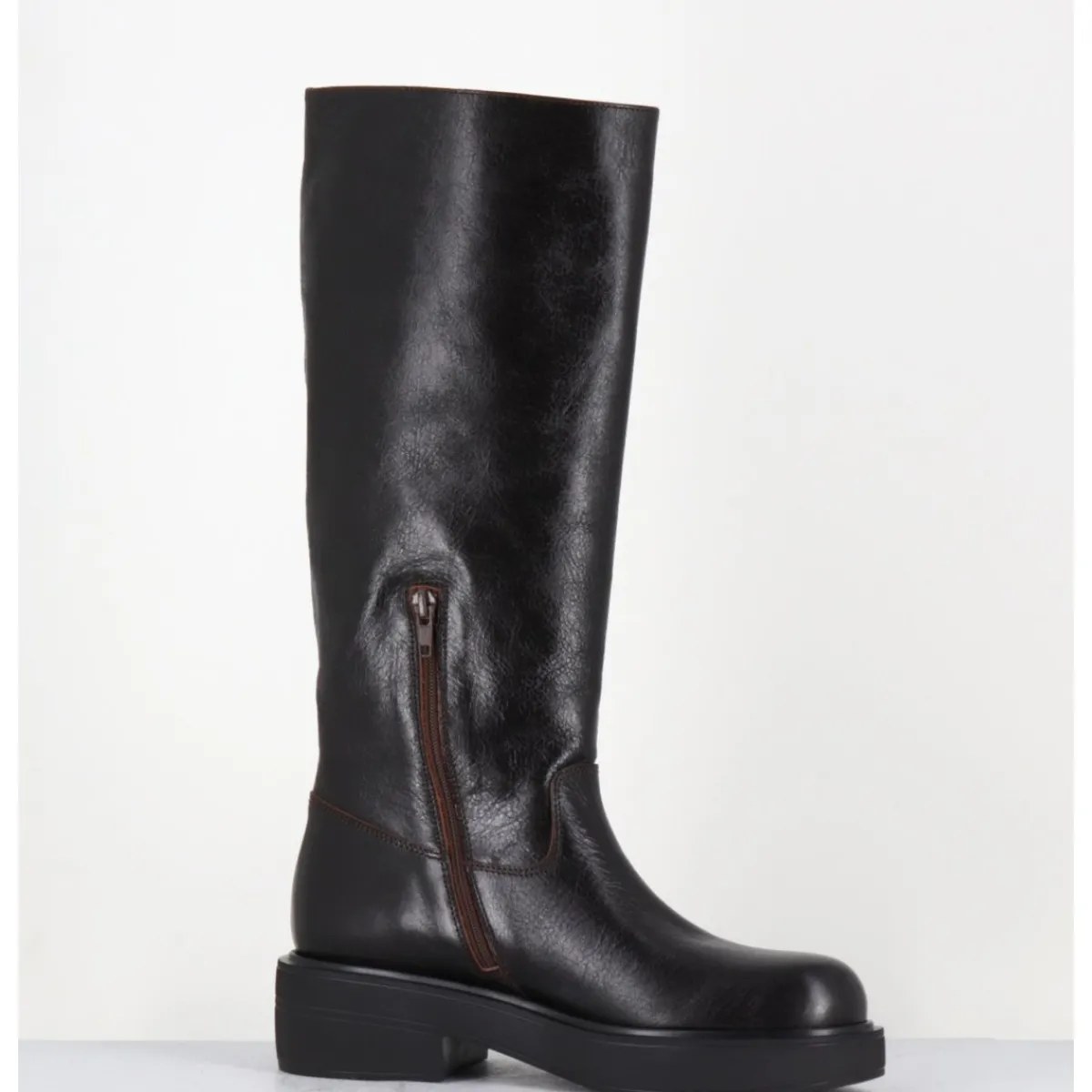 Bottes^GARRICE LAB Bottes esprit cavalière en cuir - TORI MORODER T MORO MARRON