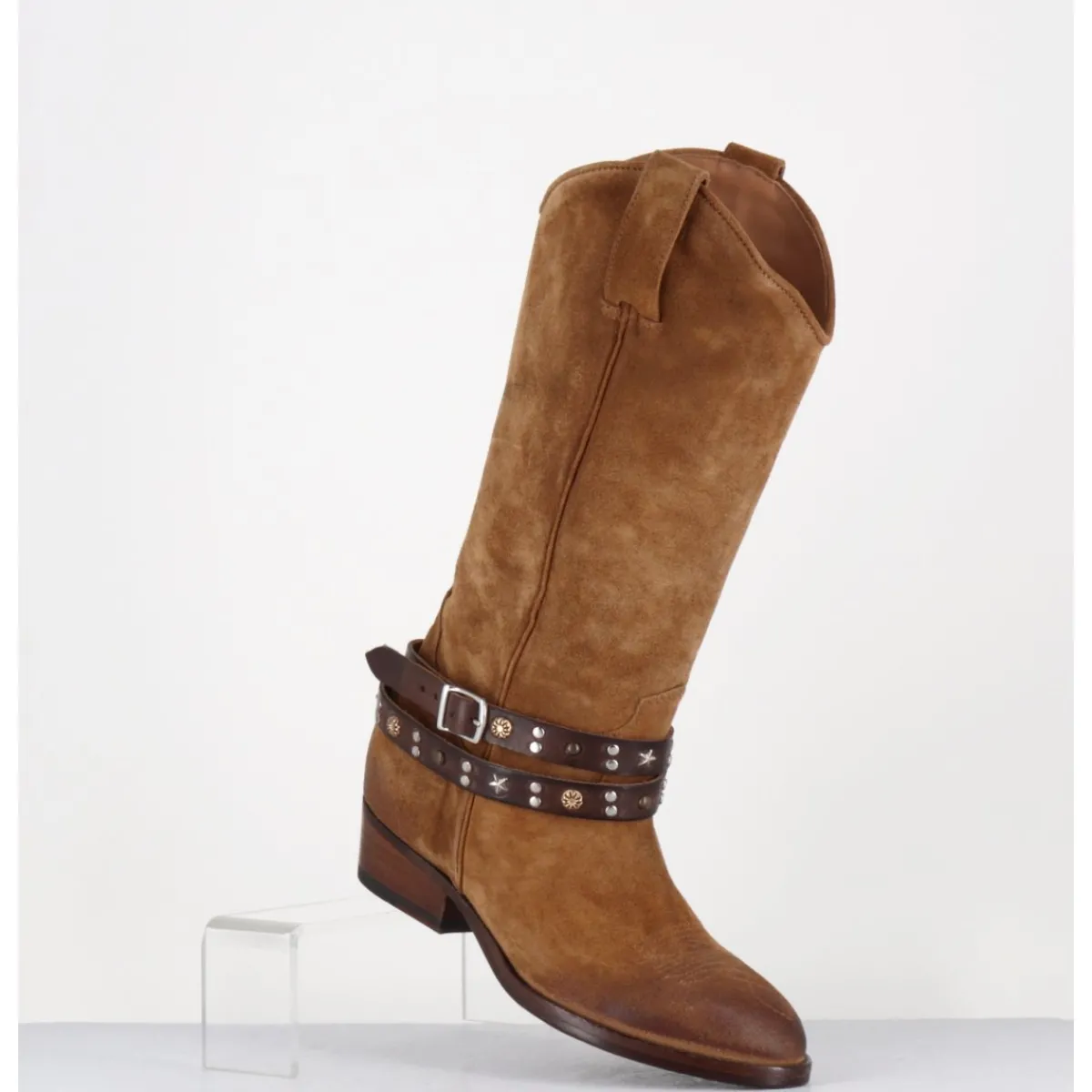 Bottes | Santiags^LA BOTTEGA DI LISA Bottes esprit tiag en daim bracelet amovible - TEX CROSTA BRUCCIATO CAMEL