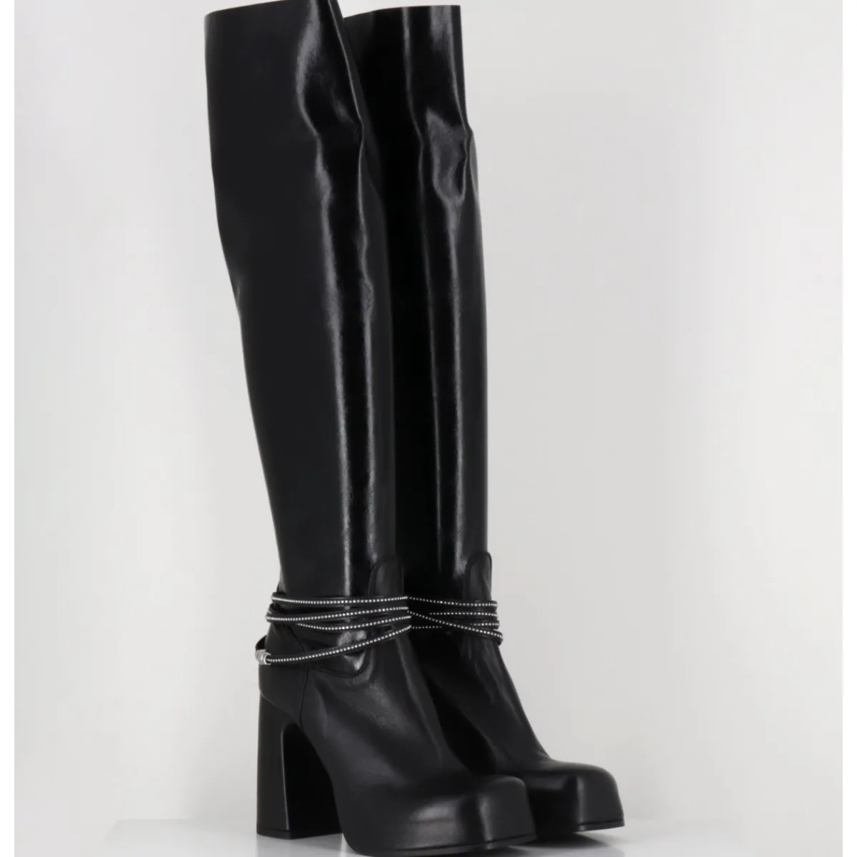 Bottes | Plateformes^GARRICE LAB Bottes hautes cuir & bijou à plateforme - WONDER GLOVE NERO NOIR