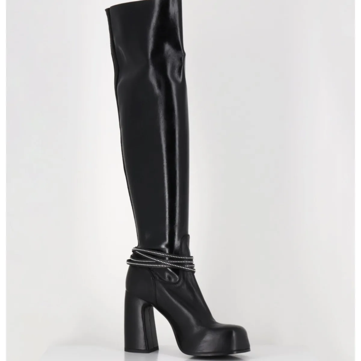 Bottes | Plateformes^GARRICE LAB Bottes hautes cuir & bijou à plateforme - WONDER GLOVE NERO NOIR