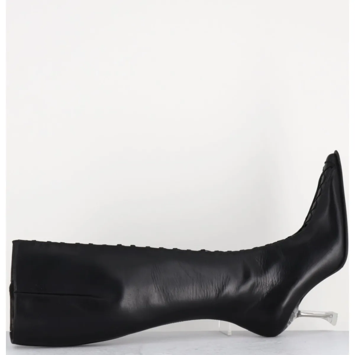Bottes^MIISTA Bottes hautes en cuir corseté & talon plexi - ALINE TALL BOOTS NOIR
