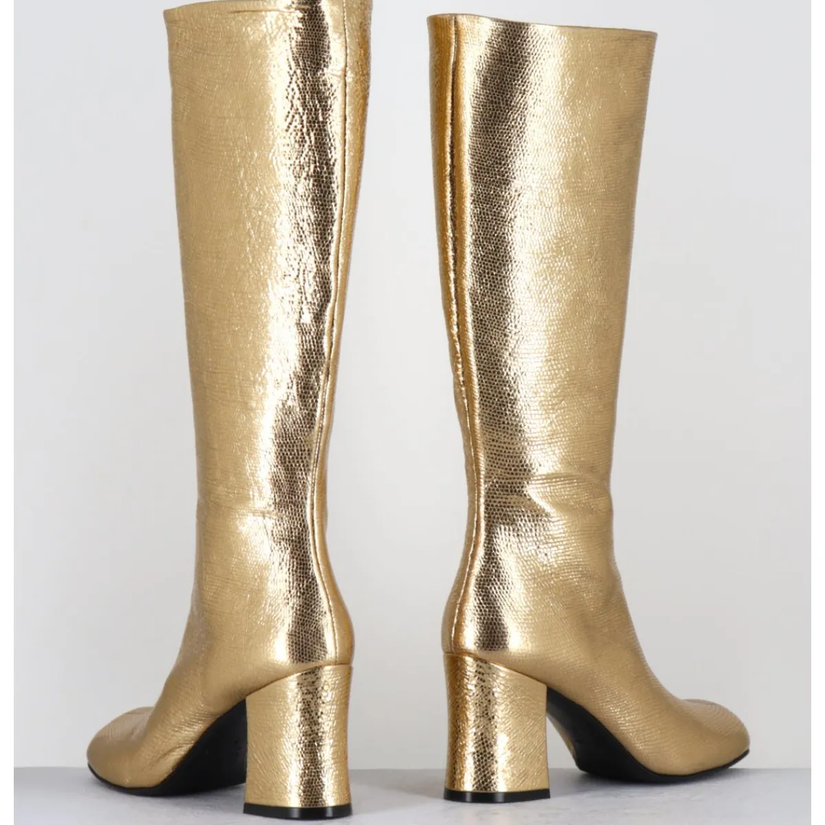 Bottes^GARRICE LAB Bottes 60s en cuir métallisé cotte de maille doré - AH2983 DIAMANTE ORO DORE