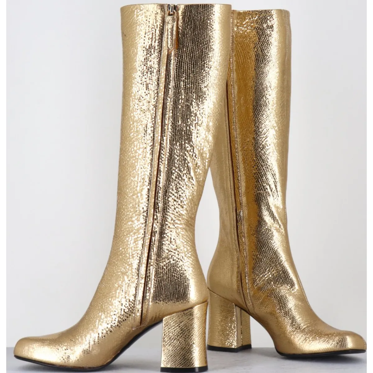 Bottes^GARRICE LAB Bottes 60s en cuir métallisé cotte de maille doré - AH2983 DIAMANTE ORO DORE