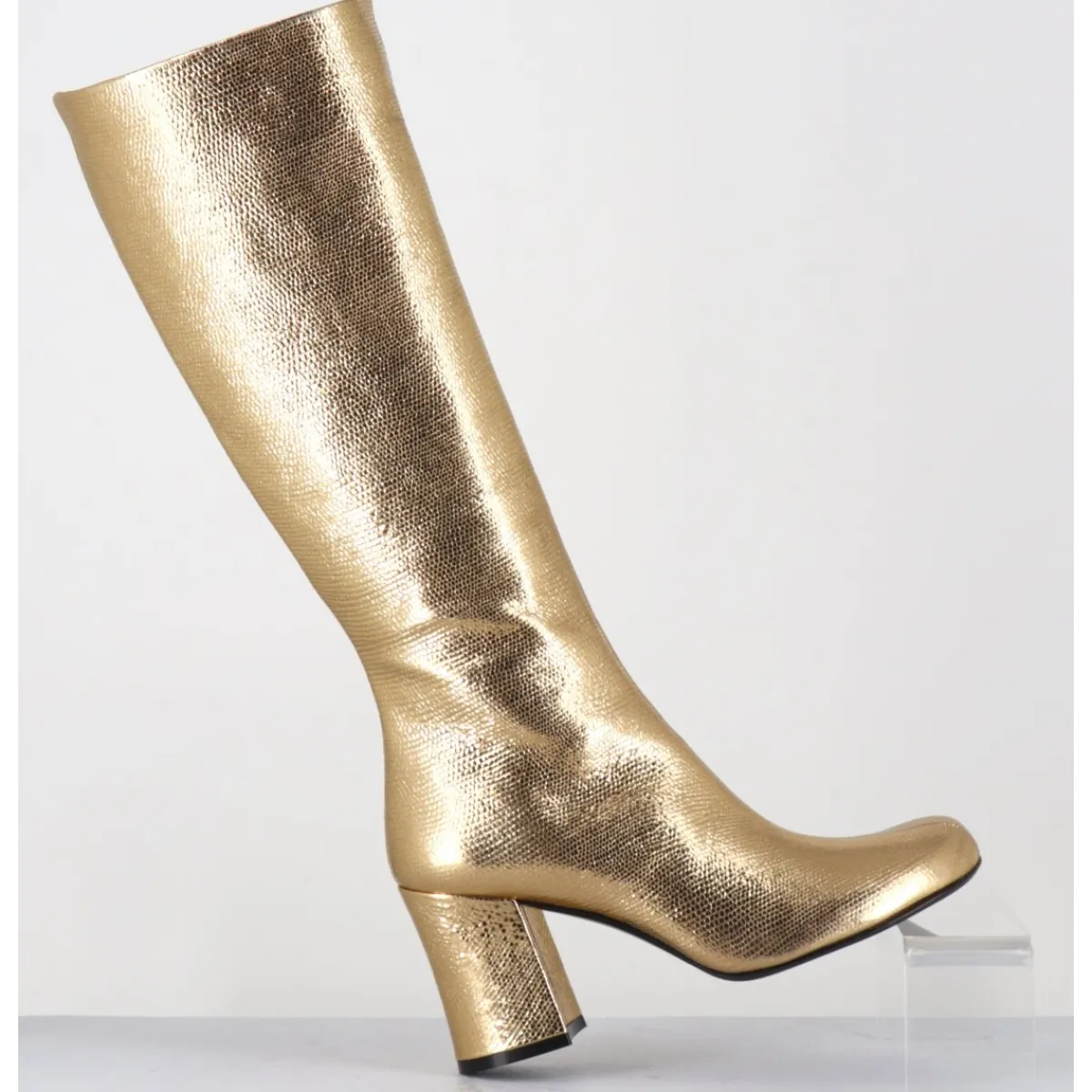 Bottes^GARRICE LAB Bottes 60s en cuir métallisé cotte de maille doré - AH2983 DIAMANTE ORO DORE