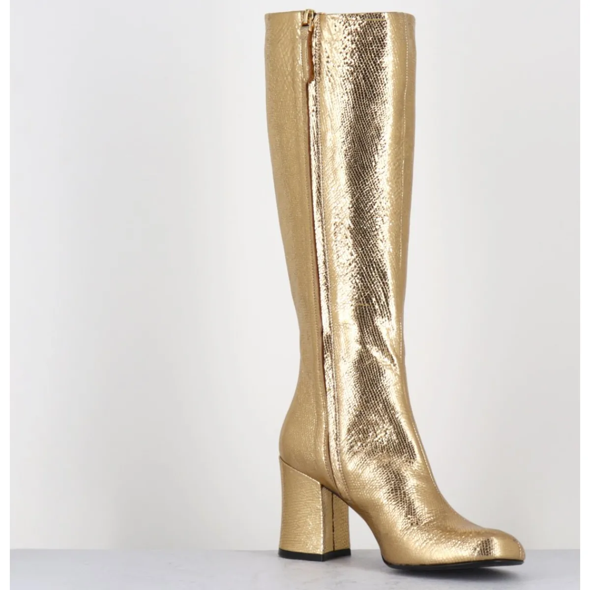 Bottes^GARRICE LAB Bottes 60s en cuir métallisé cotte de maille doré - AH2983 DIAMANTE ORO DORE