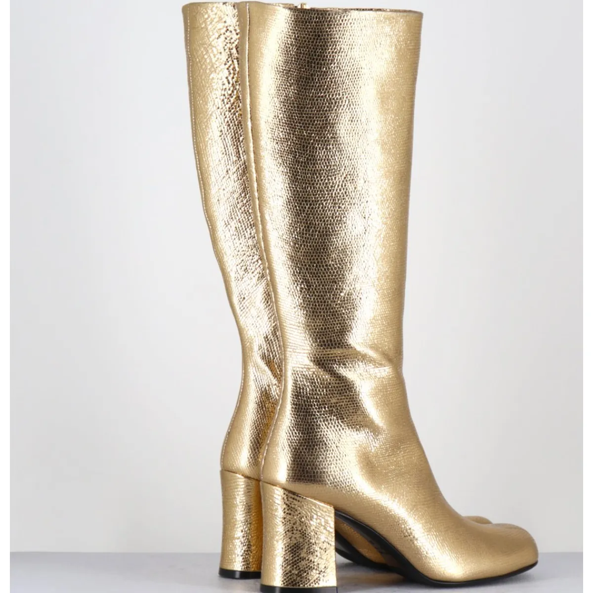 Bottes^GARRICE LAB Bottes 60s en cuir métallisé cotte de maille doré - AH2983 DIAMANTE ORO DORE