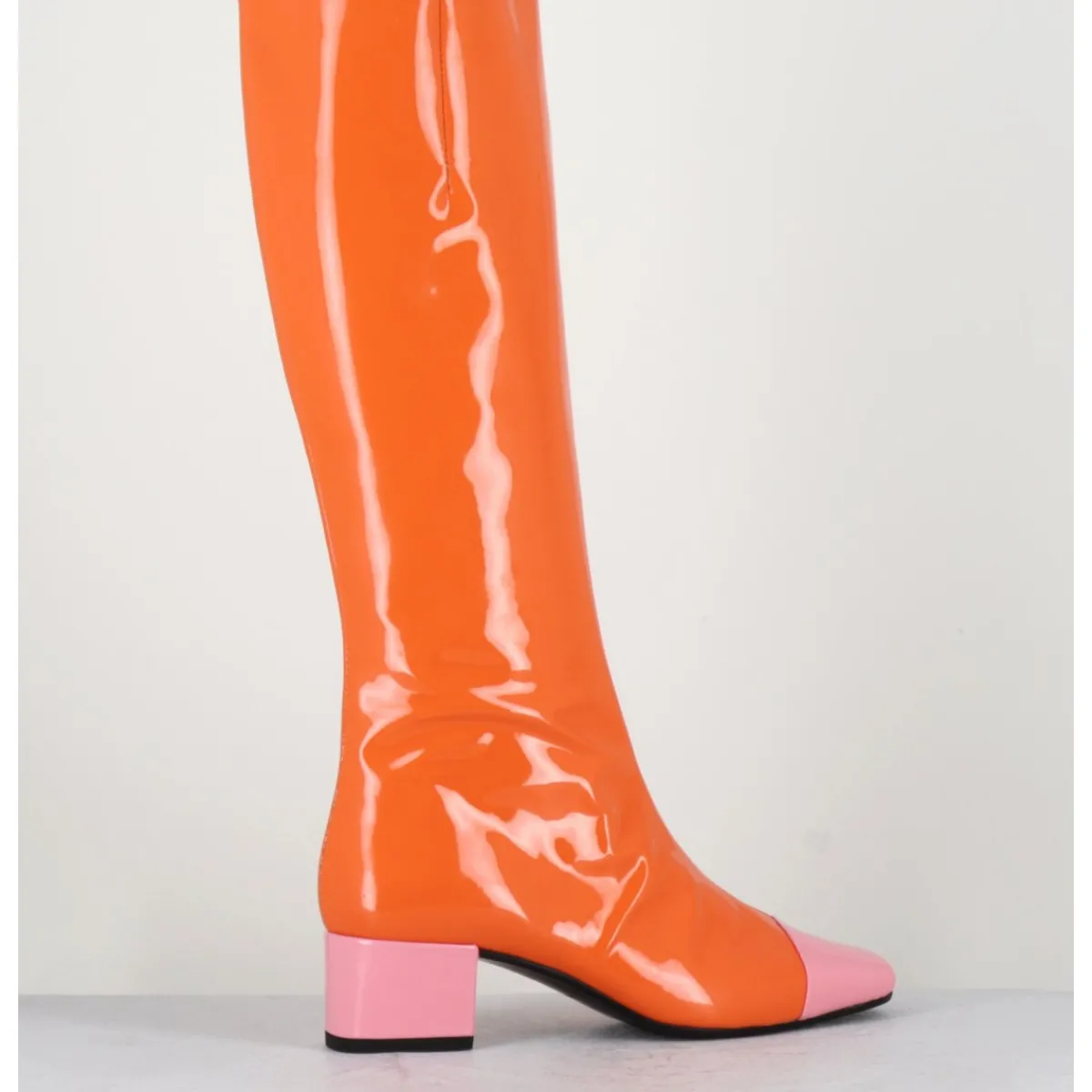 Bottes^CAREL Bottes 60s vernis & rose - MALAGA VERNIS MANDARINE ORANGE