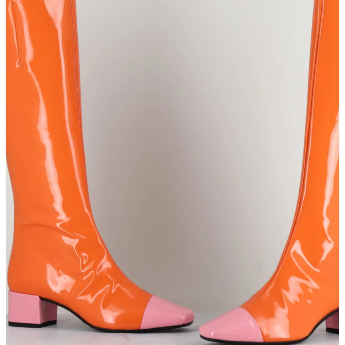 Bottes^CAREL Bottes 60s vernis & rose - MALAGA VERNIS MANDARINE ORANGE
