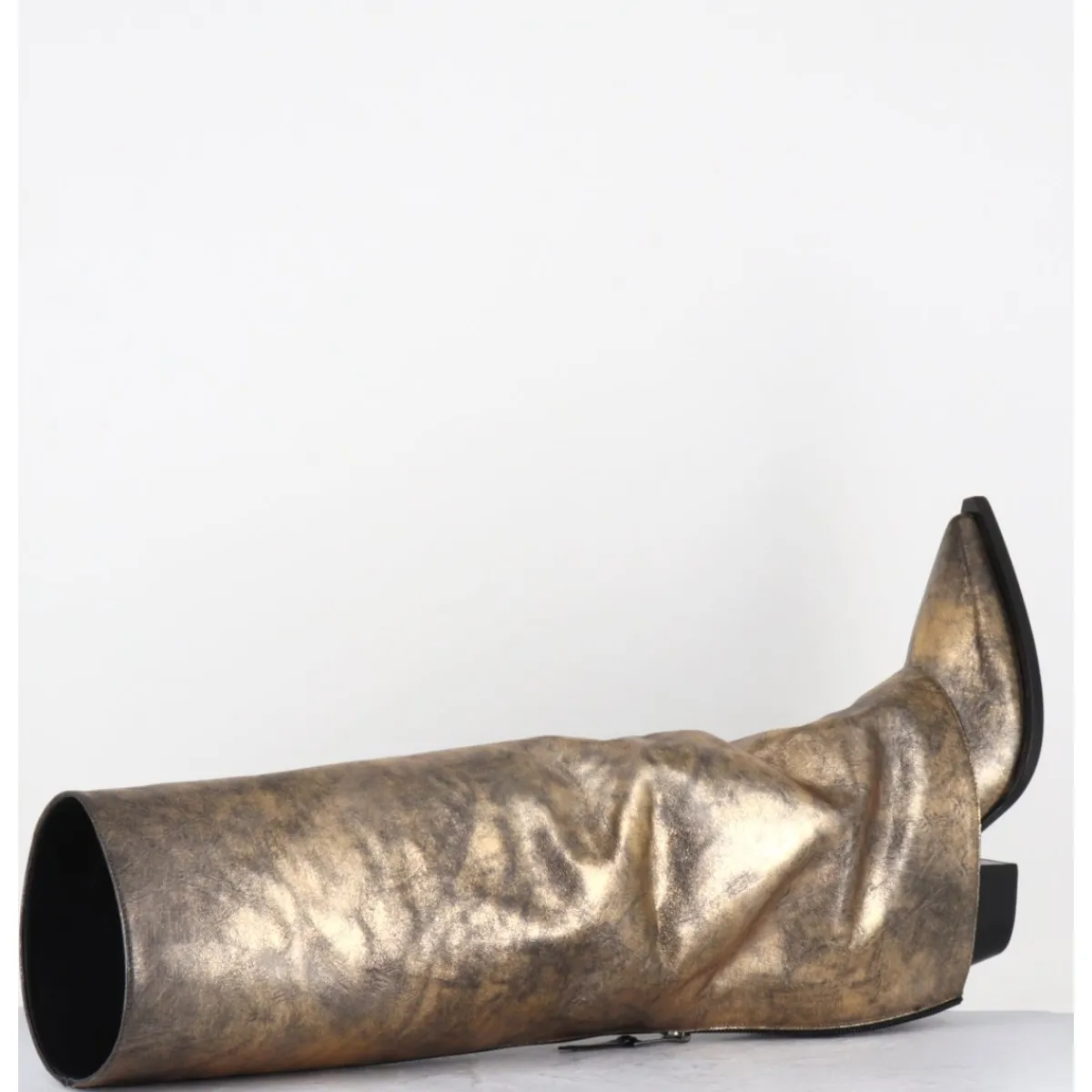 Bottes | Santiags^ELENA IACHI Bottes santiag à guêtre en cuir doré patiné noir - E3868 MISTER ORO DORE