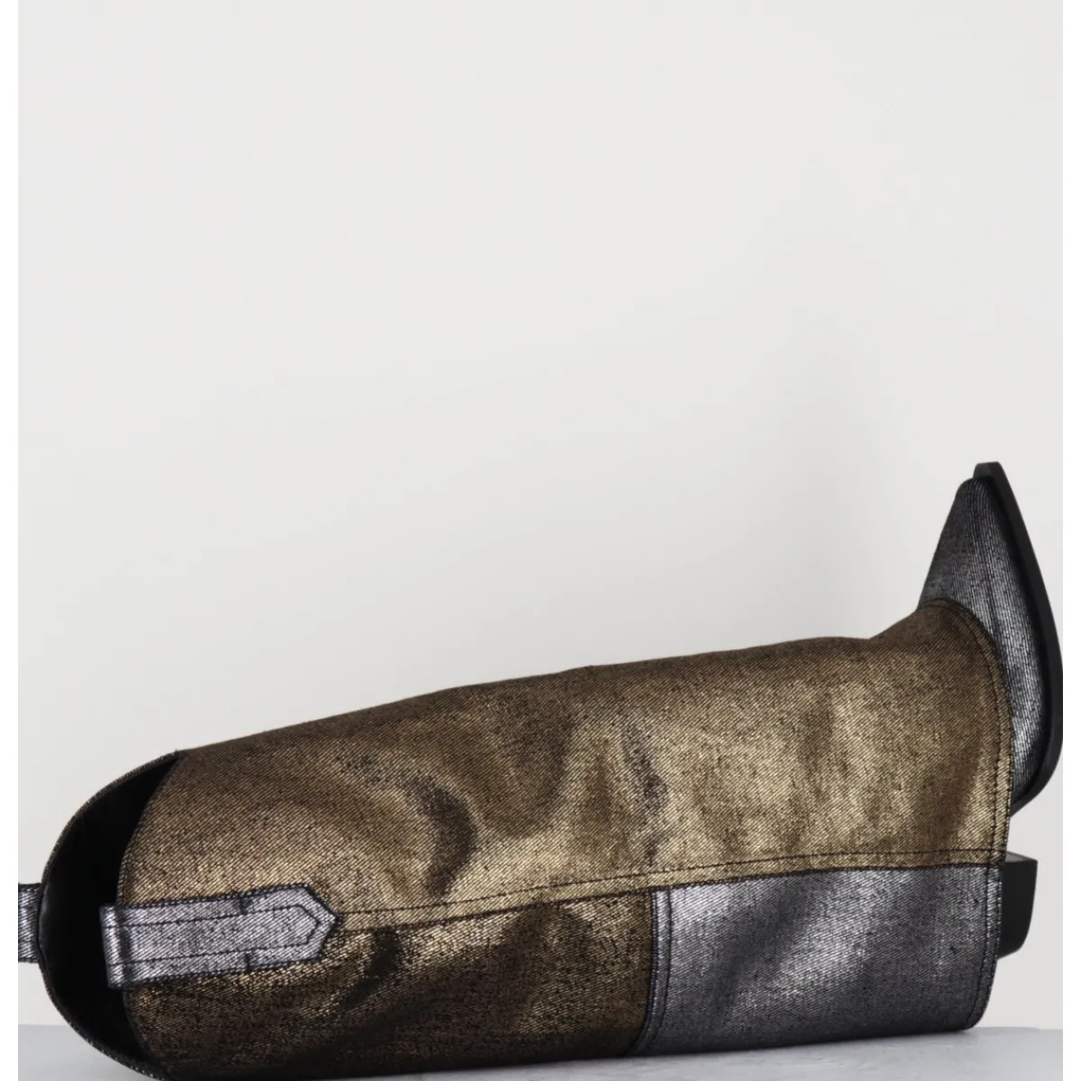 Bottes | Santiags^ELENA IACHI Bottes santiag jean laminé bronze & argent -E3869-T RIC SILVER GOLD