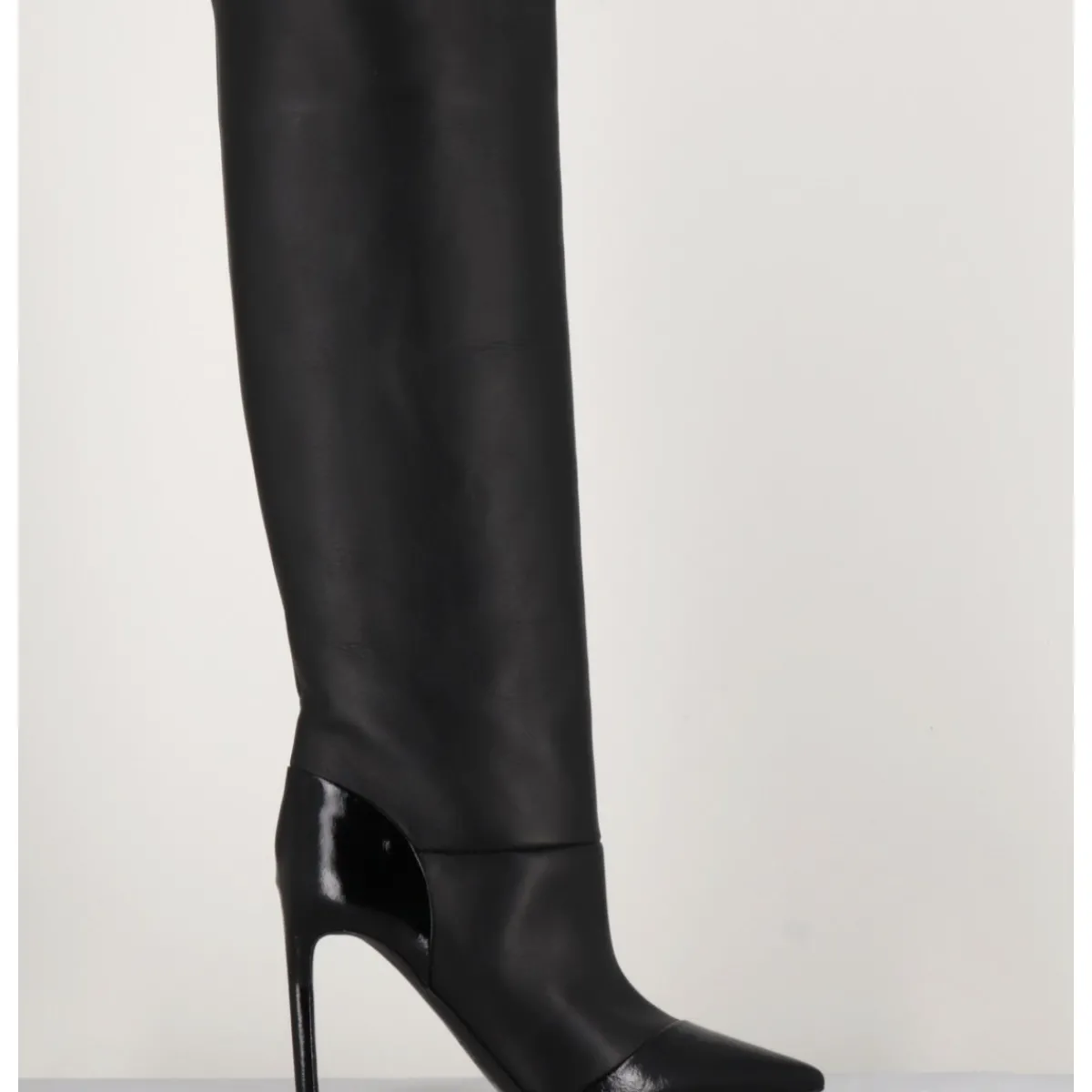 Bottes^DEL CARLO Bottes talon haut bout pointu en cuir - 11433 MERLOT NERO NOIR