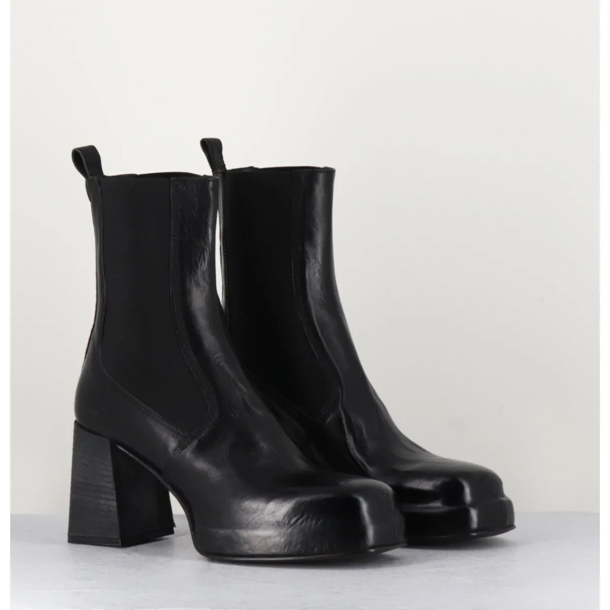 Boots | Plateformes^MOMA Bottines chelsea en cuir brillant - CW337 NERO NOIR