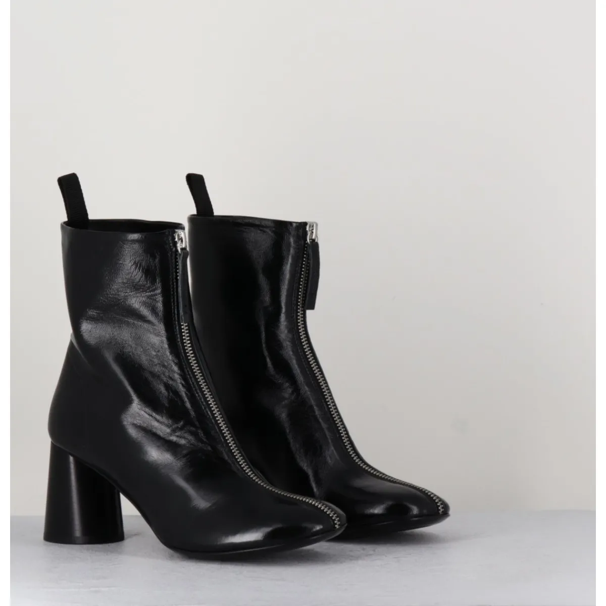 Boots^HALMANERA Bottines en cuir brillant très souple - ACE07 NERO NOIR