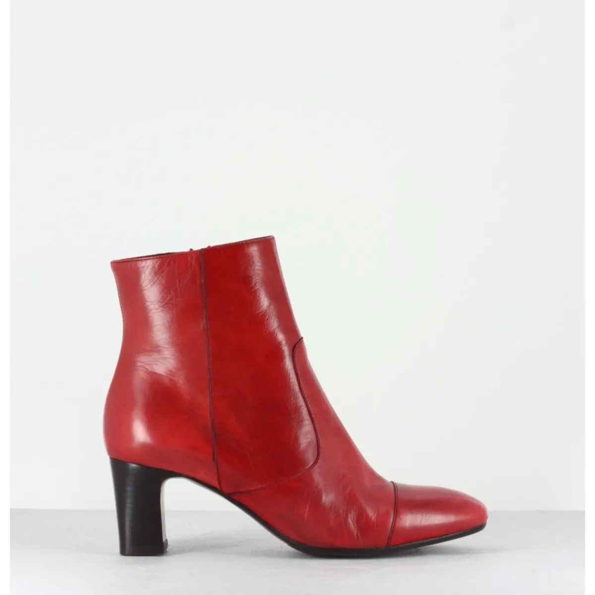 Boots^GARRICE LAB Bottines petit talons en cuir F568 - ROUGE