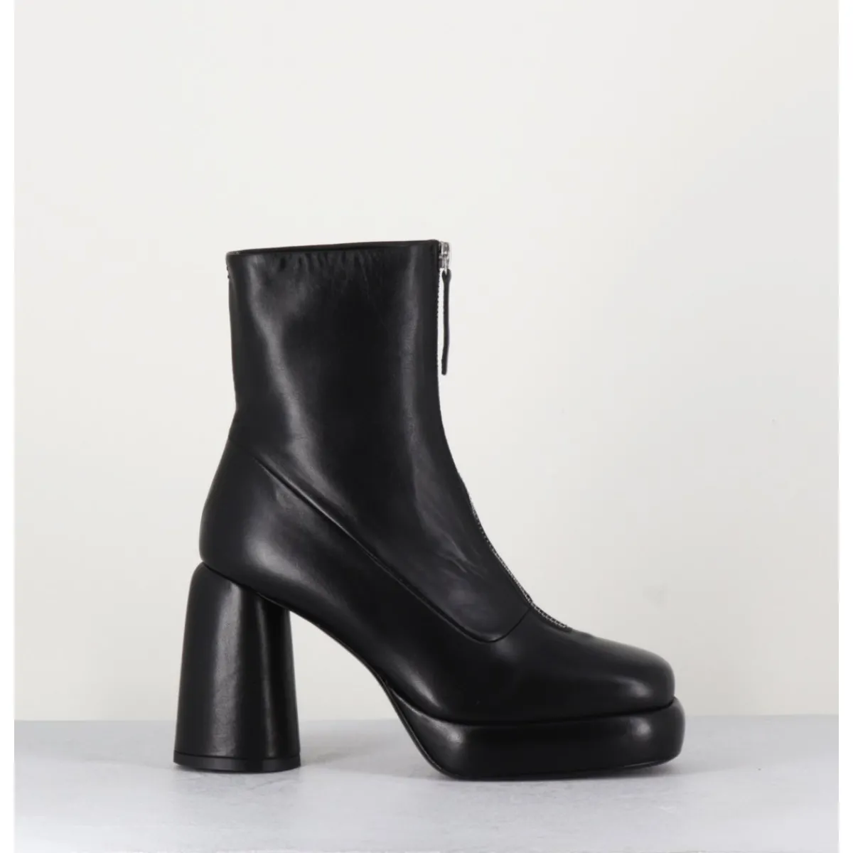 Boots | Plateformes^HALMANERA Bottines plateforme en cuir rétro à zip central - ELSA07 NERO NOIR