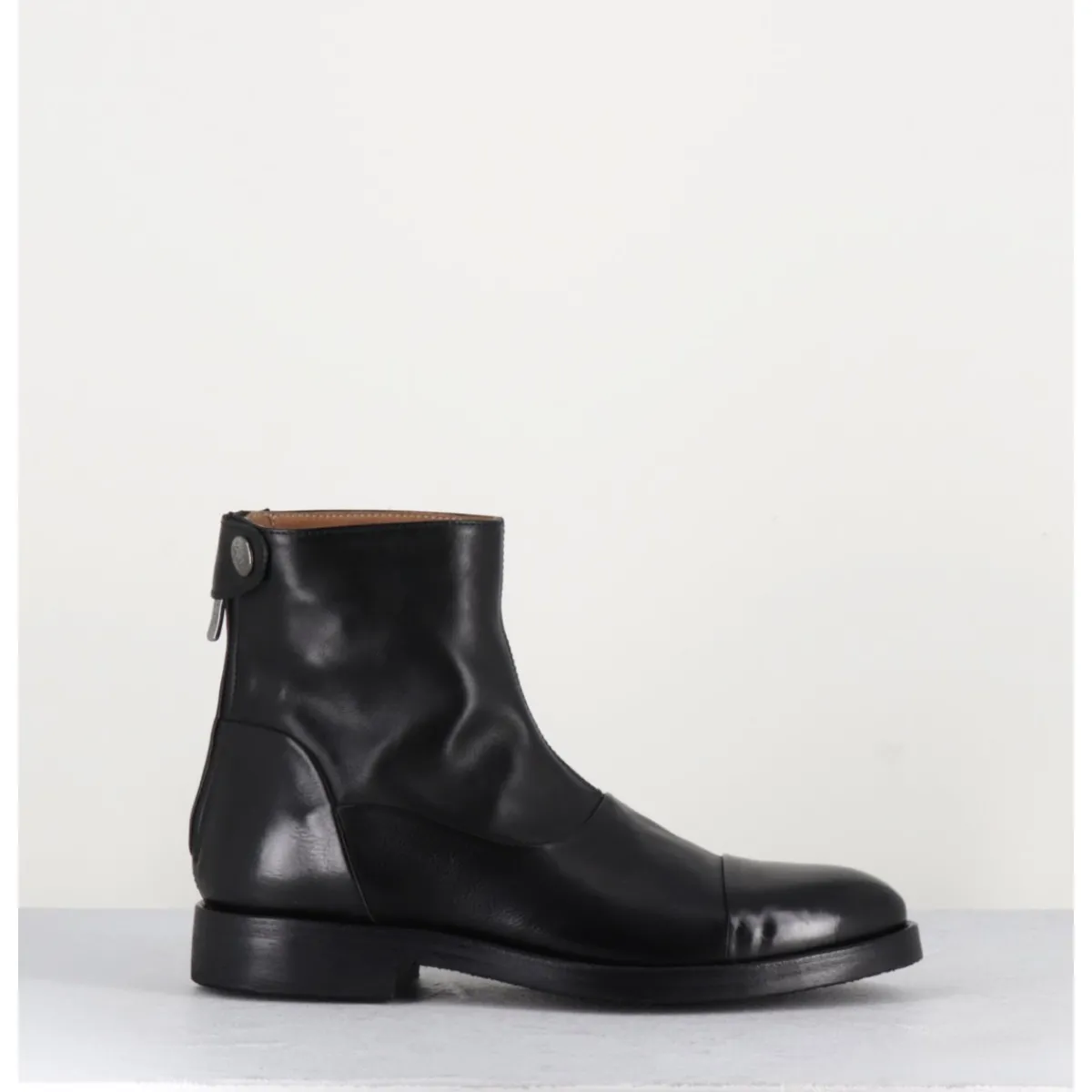 Boots^ALBERTO FASCIANI Bottines plates en cuir - CAMIL 70009 BLACK NOIR