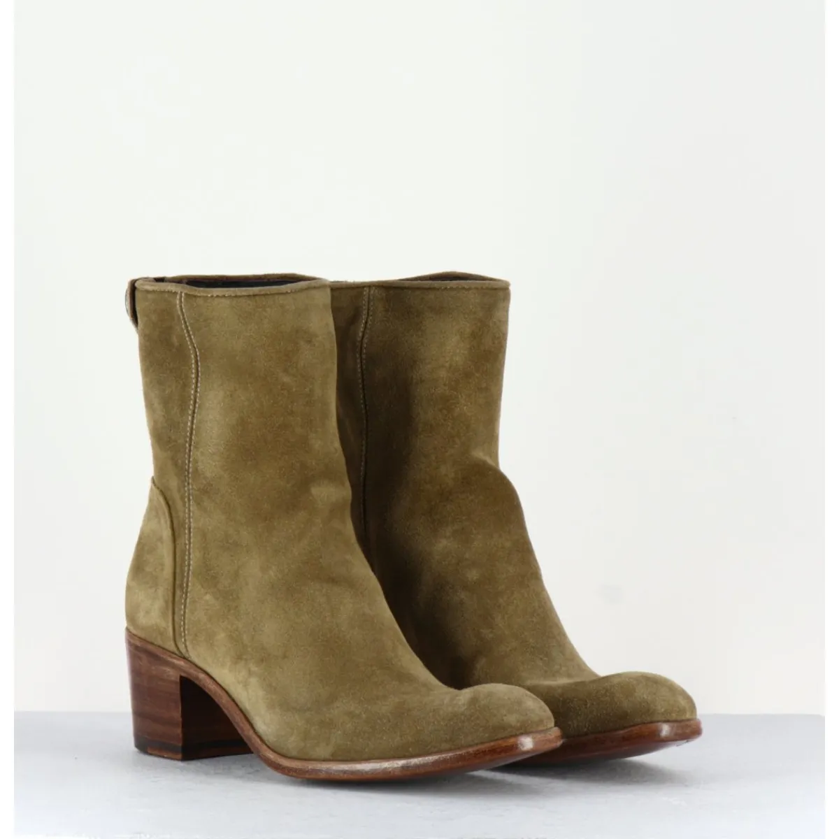 Boots^ALBERTO FASCIANI Bottines talon bottier en daim - MAYA31019D CAMEL