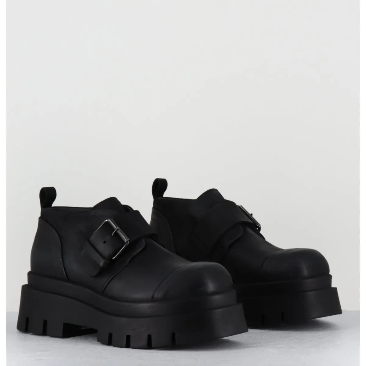 Chaussures^LOFINA Chaussures à boucle réglable en cuir semelle épaisse - 4005 GAS NERO NOIR