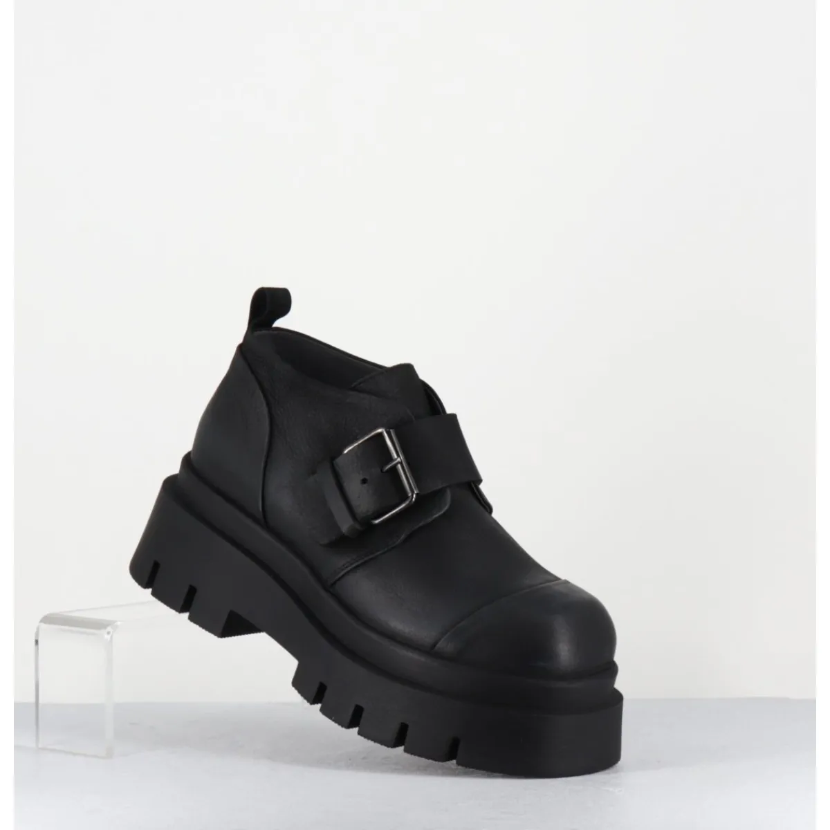 Chaussures^LOFINA Chaussures à boucle réglable en cuir semelle épaisse - 4005 GAS NERO NOIR