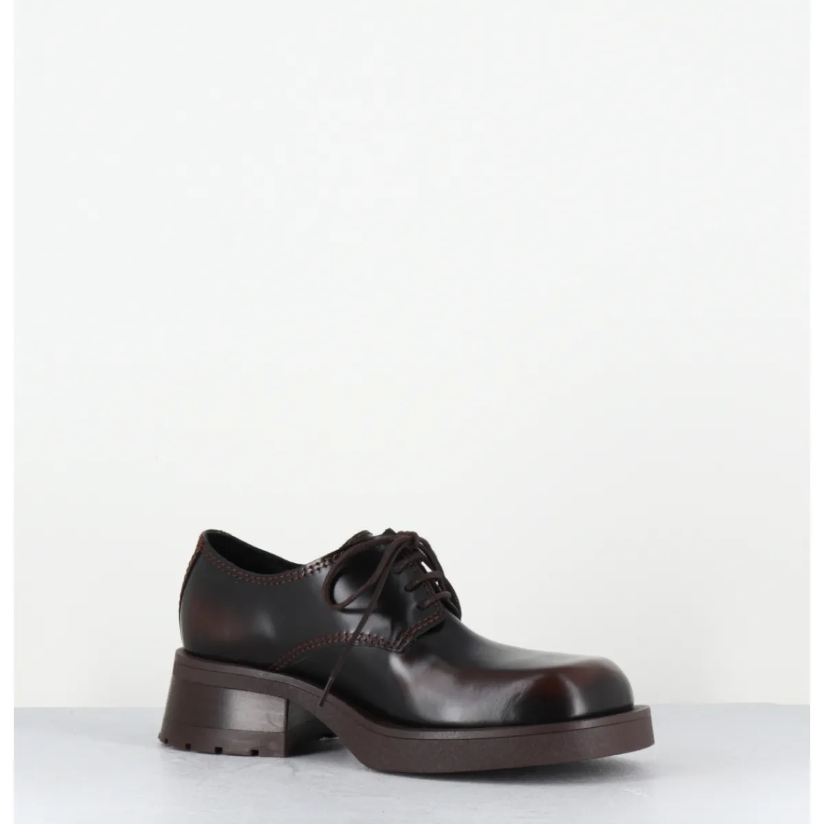 Chaussures^E8 BY MIISTA Chaussures à lacets en cuir brossé bout carré - ALTHEA BROWN BROGUES MARRON