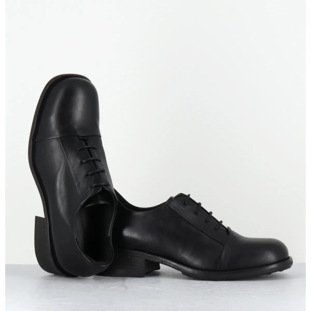 Chaussures^MALLONI Chaussures à lacets en cuir petit talon - TARANTINO X24 BLACK NOIR