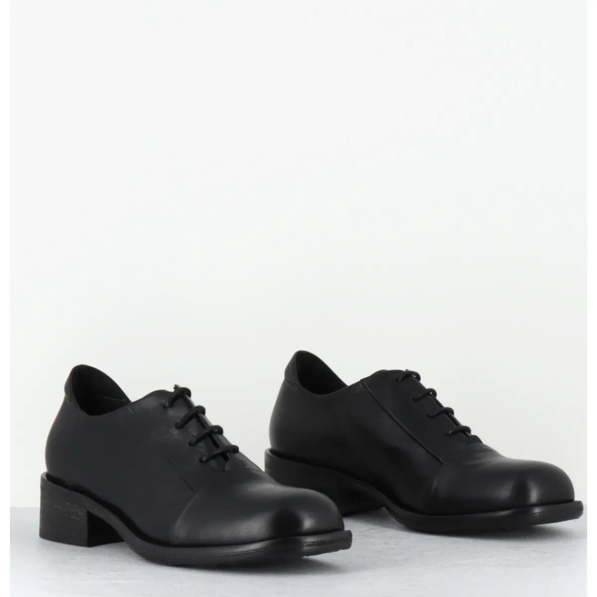 Chaussures^MALLONI Chaussures à lacets en cuir petit talon - TARANTINO X24 BLACK NOIR