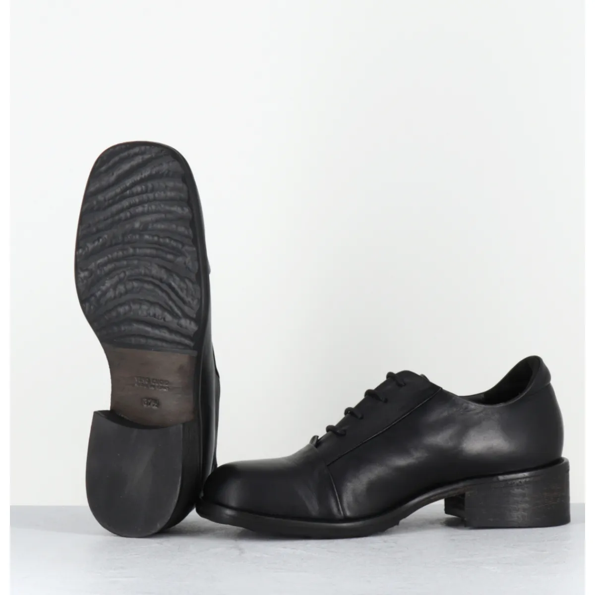 Chaussures^MALLONI Chaussures à lacets en cuir petit talon - TARANTINO X24 BLACK NOIR