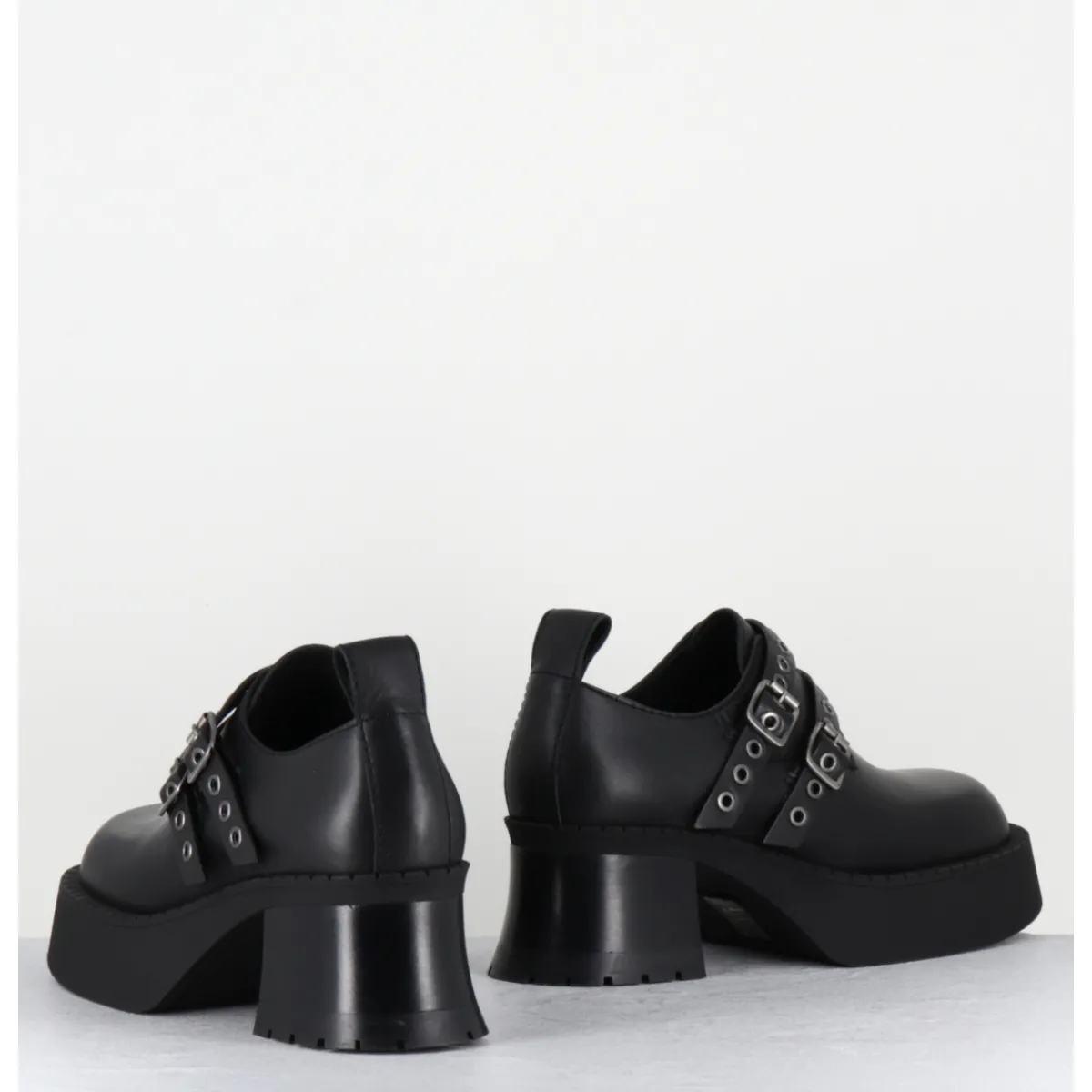 Chaussures | Plateformes^E8 BY MIISTA Chaussures à plateforme en cuir boucles & oeillets - UTE BLACK BROGUES NOIR