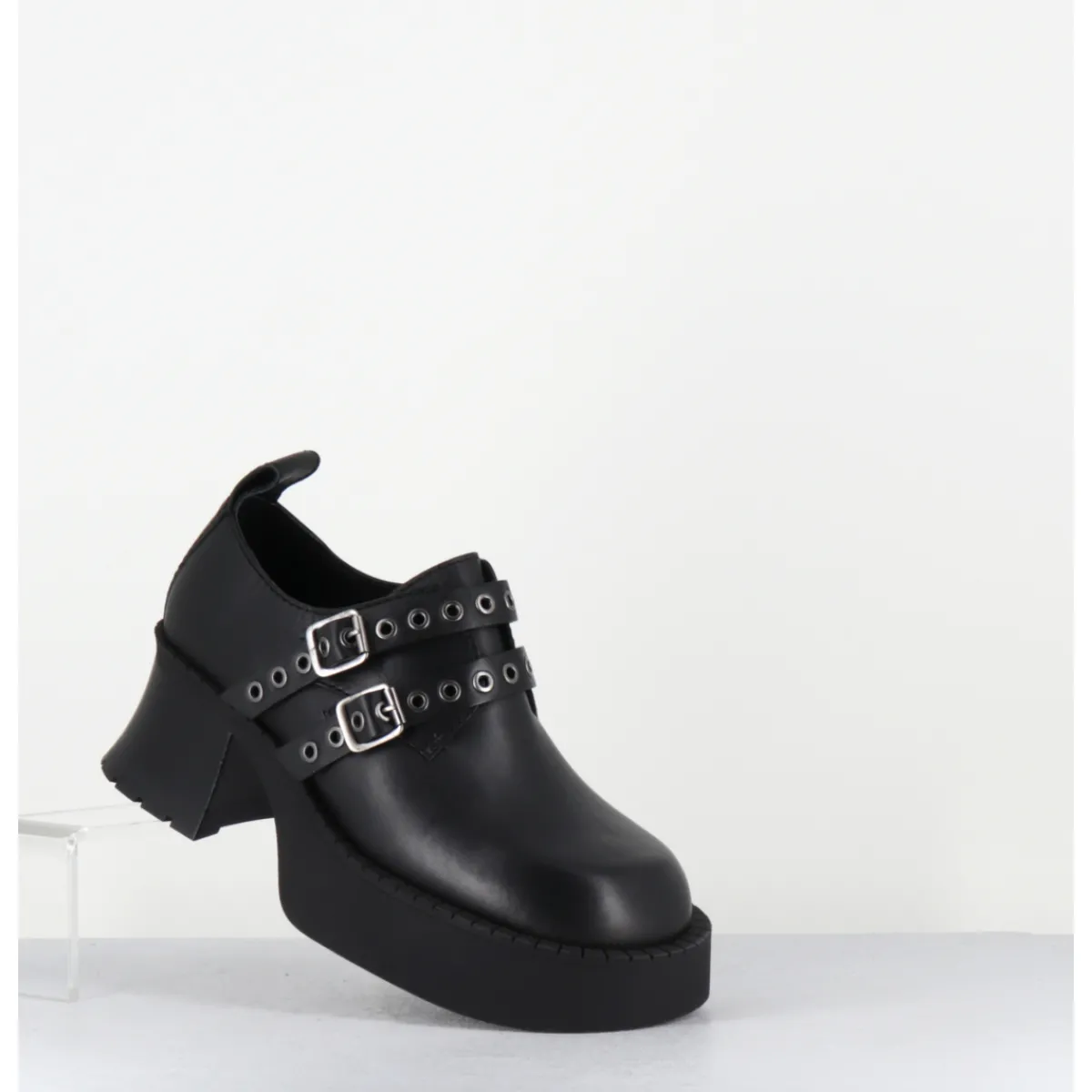 Chaussures | Plateformes^E8 BY MIISTA Chaussures à plateforme en cuir boucles & oeillets - UTE BLACK BROGUES NOIR