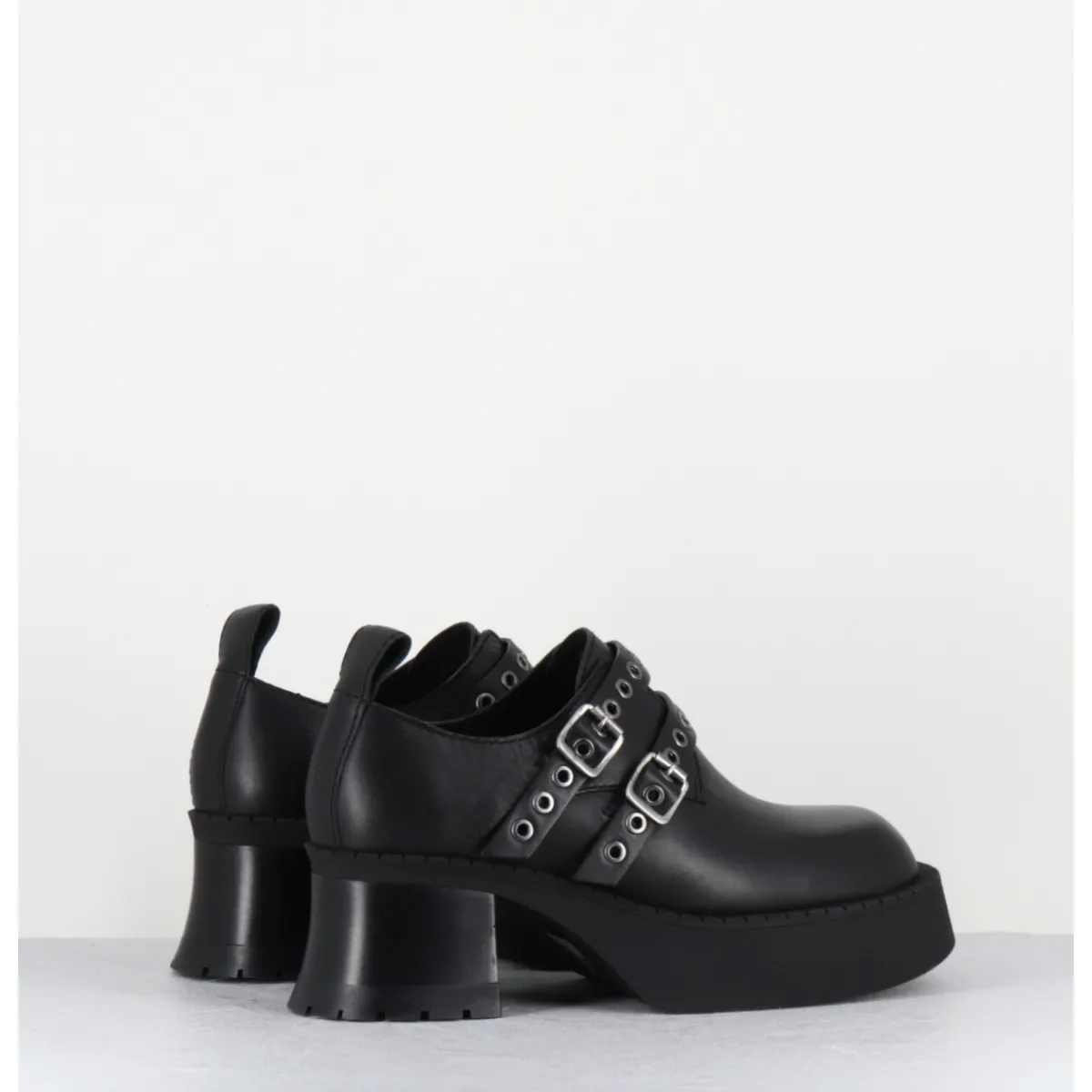 Chaussures | Plateformes^E8 BY MIISTA Chaussures à plateforme en cuir boucles & oeillets - UTE BLACK BROGUES NOIR