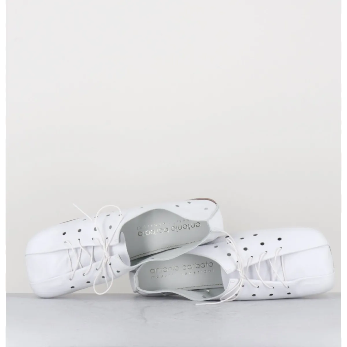 Chaussures | Ballerines^ANTONIO BARBATO Chaussures minimalistes à lacets en cuir perforé - AB4651 NAPPATO BIANCO BLANC