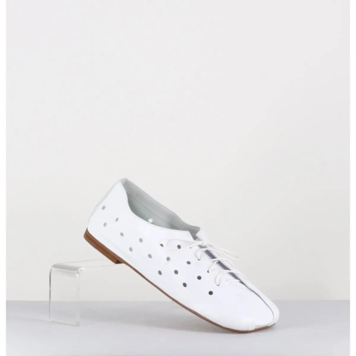 Chaussures | Ballerines^ANTONIO BARBATO Chaussures minimalistes à lacets en cuir perforé - AB4651 NAPPATO BIANCO BLANC